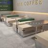 Tienda de té con leche de celebridades de Internet, tienda de postres, cabina de pared de acero inoxidable, sofá, mesa de café de estilo industrial, combinación de banco y silla.