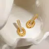 Pendientes Geométricos de Diamante Ins Retro Europeos y Americanos Transfronterizos Pendientes de Acero Inoxidable No se Desvanecen Chapados en Oro Real Pendientes de Lujo Accesible para Mujeres