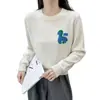 Suéter de punto suave y pegajoso con cuello redondo bordado de dibujos animados para mujer 2026 Otoño/Invierno nuevo estilo holgado perezoso que reduce la edad