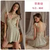 Precioso camisón seductor de satén y encaje escotado con busto acolchado, malla con volantes y un camisón, ropa de estar por casa talla grande 3944