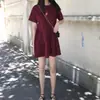 Vestido de Maternidade Estilo Coreano Novo Verão 2026, Vestido Babydoll Curto Solto Linha A, Vestido Feminino Manga Curta Comprimento Médio Estilo Hong Kong