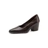 Zapatos de tacón alto femeninos de moda de nicho de 6.5 cm, nuevo modelo de otoño 2026, punta fina, tacón grueso, zapatos de salón sin cordones bajos