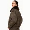 Para Aliexpress Popular Exportación Transfronteriza Estilo Europeo y Americano Ropa para Mujer Chaqueta con Efecto Gamuza Cuello Desmontable