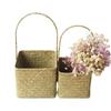 001m Cesta de Flores Tecida de Grama para Guardar Cosméticos e Remédios, Cesta de Flores de Ferro para Comércio Exterior, Cesta de Ano Novo com Alça e Corda para Pendurar
