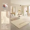 Alfombra para sala de estar, tapete para piso estilo sofá color crema, lavable, no necesita limpieza, lujo ligero, sensación de alta gama, libre de formaldehído, impermeable, resistente a las manchas, área grande