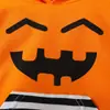 Ropa de Otoño para Recién Nacidos Romper de Halloween Body con Capucha y Mangas Largas Estampado de Calabaza de Dibujos Animados Ropa Larga para Gatear al Aire Libre para Niños Pequeños