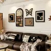 Decoración de sala de estar vintage estilo francés, arte de pared para fondo de sofá, de alta gama, colección de arte única, pinturas de pared retro