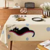 Estilo Ins Tela de Mantel de Gato Negro de Dibujos Animados Mantel Rectangular Impermeable Nuevo Hogar Mesa de Café Mantel Estilo Crema
