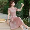 Novo Vestido Cheongsam Melhorado Estilo Chinês de Verão da Mamãe 2025 Novo Vestido Dignificado e Elegante de Verão para Mulheres de Meia-Idade e Idosas