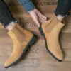 Zapatos Casuales Versátiles de Cuero Mate Estilo Coreano de Caña Alta, Nuevas Botas Chelsea Cortas de Gamuza Británica para Hombre en Tallas Grandes Otoño e Invierno