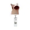 Porta-credencial retráctil de acrílico con tema de gato, función giratoria y paquete de expresiones peculiares