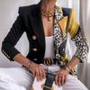 2023 Ropa Exterior Nueva Europea y Americana para Mujer Otoño e Invierno Traje Pequeño Estampado Slim Moda Top Corto de Doble Botonadura para Mujer