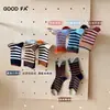2026 Novas Meias Outono Inverno Femininas Algodão Penteado Coloridas Retro Versáteis Listradas Meia-Calça Média Meias Femininas