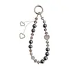 Colgante de Corazón de Diamante Cadena para Teléfono Móvil Joyería de Cristal Perla Pedrería Cadena de Teléfono Móvil de Gama Alta Cuerda Corta para Muñeca para Mujeres