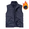 Chaleco de doble cara con forro polar de gran tamaño para hombre, chaleco de trabajo para exteriores, chaqueta cálida sin mangas para primavera y otoño, chaleco para hombre