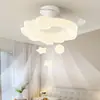 Lámpara Ventilador para Sala de Estar Estilo Nórdico Crema Creativa Rosa Restaurante Dormitorio Pasillo Lámpara Ventilador de Techo Paquete Combinado para Toda la Casa