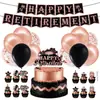 Decoração de Bolo Bandeira Temática Ouro Negro Ouro Rosa Cruzamento de Fronteiras Aposentadoria Suprimentos de Festa Festival de Aniversário Banner de Balão