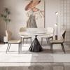 Estilo Italiano Estilo Simples Luxo Leve Mesa de Jantar Super Cristal Pedra e Combinação de Cadeiras Casa Apartamento Pequeno Mesa de Jantar Redonda Aço Inoxidável
