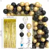 Serie Oro Negro de Amazon Transfronteriza Set de Globos Tema Cumpleaños Cadena de Globos Combinación Decoración Arreglo para Fiesta Festiva