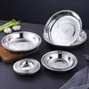 Plato Redondo Engrosado de Acero Inoxidable 304 para Uso Doméstico, Plato para Servir, Plato para Fideos Fríos, Plato Redondo, Plato de Cena, Plato Plano, Plato para Barbacoa