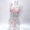 Conjunto Popular de Lencería Sexy de Encaje de Rusia con un Estilo Puro y Atractivo, Ligero y Transparente, Disponible en Múltiples Colores y Tallas, con un Sujetador que Hace que los Bustos Grandes Parezcan Más Pequeños