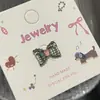 Aretes Hueso de Oreja Cuadros Maillard Lazo Hueso de Oreja Color Kawaii Aretes para Mujer Todo-partido Tornillo