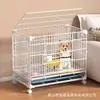 Gaiola de Gato e Cachorro Doméstica com Rodas Personalizada para Interior, Gaiola de Transporte de Ferro Universal Espessada Anti-Mordida, Gaiola de Cachorro para Animais de Estimação Empilhável