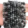 Grado 8A Cabello Negro Natural Cristal Cristales Sueltos Negro Titanio Cristal Redondo Pulsera de Cuentas DIY Collar Accesorios para Joyería Venta al por Mayor