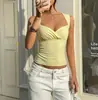 Camiseta sin mangas con cuello en V estilo chica picante, elástica ajustada a la cintura que realza la figura, tirantes anchos sin mangas para mujer, suministro mayorista europeo y americano