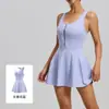 Falda deportiva con almohadillas de sujetador incorporadas, no necesita usar un sujetador aparte, falda pantalón de tenis de una pieza con cremallera para mujer, anti-exposición, vestido de fitness para bádminton