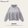 Sudadera con Capucha Estilo Callejero Retro Americano Pintada en Spray con Bordes Sueltos y Pantalones Largos de Corte Curvo Traje Casual para Hombre