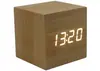 Reloj de Madera LED Silencioso Control por Voz Cuadrado Pantalla Digital Hora Temperatura Regalo Despertador Logo Imprimible