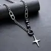Colar masculino de aço titânio, não desbota, de alta qualidade, versátil, joias da moda hip-hop, acessórios retrô simples e únicos para mulheres