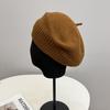 Boina de punto de lana dulce de moda japonesa para mujer otoño e invierno Nuevo sencillo torbellino Mori versátil sombrero de pintor