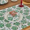 Yimanqiyun Pano de Guardanapo de Natal Estilo Pastoral Francês Estampa de Folha de Bordo Verde Utensílios de Mesa Toalha de Mesa Toalha de Mesa