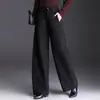 Calça Reta Elegante da Moda Feminina 2026 Outono/Inverno Nova Cintura Alta Emagrecimento Perna Larga Longa Temperamento Para o Trabalho Casual
