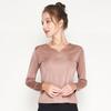 Camiseta de Mujer Nueva de Seda para Primavera, Cuello en V, Manga Larga, Talla Grande, Jersey, Camisa de Punto de Seda de Morera para Capas Interiores, Top de Color Puro