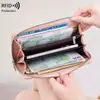 Nuevo monedero para mujer RFID anti-magnético transfronterizo con textura de piel de guijarro, múltiples compartimentos, monedero largo para libretas bancarias, bolso de mano simple de gran capacidad