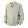 Sudadera Gruesa con Forro de Polar y Media Cremallera para Hombre, Cuello Redondo, Primavera y Otoño, Cálida Camiseta Base Casual de Manga Larga