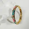 Yongge Jewelry Pulsera de Esmalte Transfronteriza Europea y Americana para Mujer Moderna Colorida Geométrica Rayada de Puntos Filigrana con Borde Dorado Accesorio de Mano