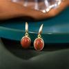 Brincos Femininos Clássicos Retrô Oval Vermelho Sul Personalizado Banhados a Ouro Brincos Presente para Idosos