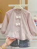Nova coleção de outono: camisa de algodão doce e estilosa com laço 3D para meninas, camisa infantil da moda, roupas infantis da moda
