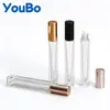 Botella Roller de Cristal Rosa Jade 10ml Botella Roller Cuadrada de Vidrio Transparente Botella para Aceite Esencial Botella de Perfume Botella Portátil con Dispensador Roll-On