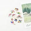Al por mayor Versión Coreana Creativo Doble Colgante Corazón Patrón Arcoíris Aleación Goteo de Aceite Collar Pulsera Colgante Joyería Accesorios DIY
