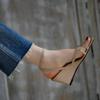 Zapatos de Tacón Alto Plateados Modelo Nuevo 2026 para Mujer, Sandalias de Tira Fina Estilo Francés de Verano, Elegantes y Versátiles con una Sola Tira y Tacón de Cuña