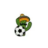 Insígnia da Copa do Mundo de Futebol 2026 Broche de Esmalte Cacto Acessório Criativo Personalizado Joias Transfronteiriças Presente Comercial
