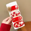 Grampo de Cabelo Laço Vermelho Fofo de Ano Novo para Crianças Meninas Flor Desenho Animado Presilha Lateral Bebê Presilha Bico de Pato de Ano Novo Acessório de Cabeça