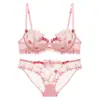 Conjunto de sujetador sexy de encaje push-up transfronterizo para mujer, sujetador de verano realzador para busto pequeño, conjunto de sujetador dulce transpirable con bordado hueco