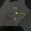 Pulseira de Corda Vermelha Francesa Banhada a Ouro com Diamante Único Pulseira de Corda Vermelha Pequena Meio Corda Meio Corrente Presente Benmingnian Nicho Feminino de Alta Qualidade