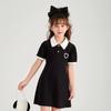 Moda Feminina Estilo College Gola Polo Vestido de Coração Estilo Novo de Verão Vestido de Verão Elegante de Manga Curta